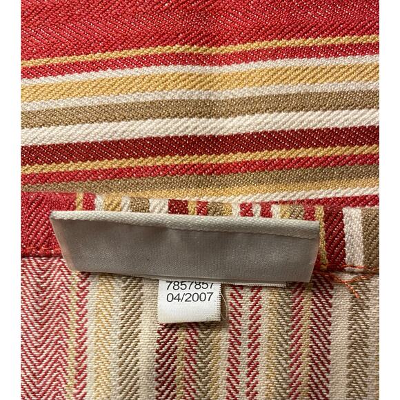 Pottery Barn Morgan Red Striped Cafe Window Curtains Set of 2 44x36 Ties Cotton - Picture 5 of 6